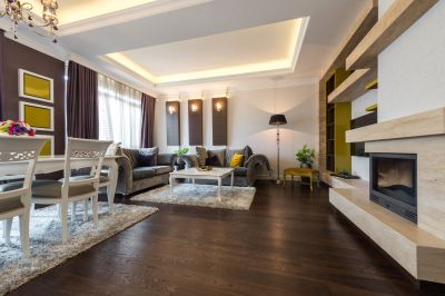 Modern Hardwood Floor in Living Room